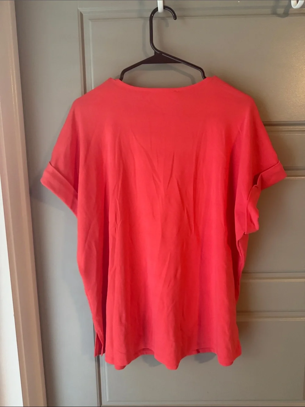 NWT Michael Kors Sangria V-Neck Short Sleeve Top with Gold Button Accents